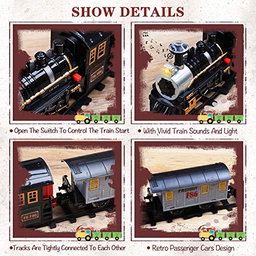 Ihaha Electric Train Set For Kids, Battery-Powered Train Toys Include Locomotive Engine, 3 Cars And 10 Tracks, Classic Toy Train Set Halloween Birthday For 3 4 5 6 Years Old Boys Girls #TOP3