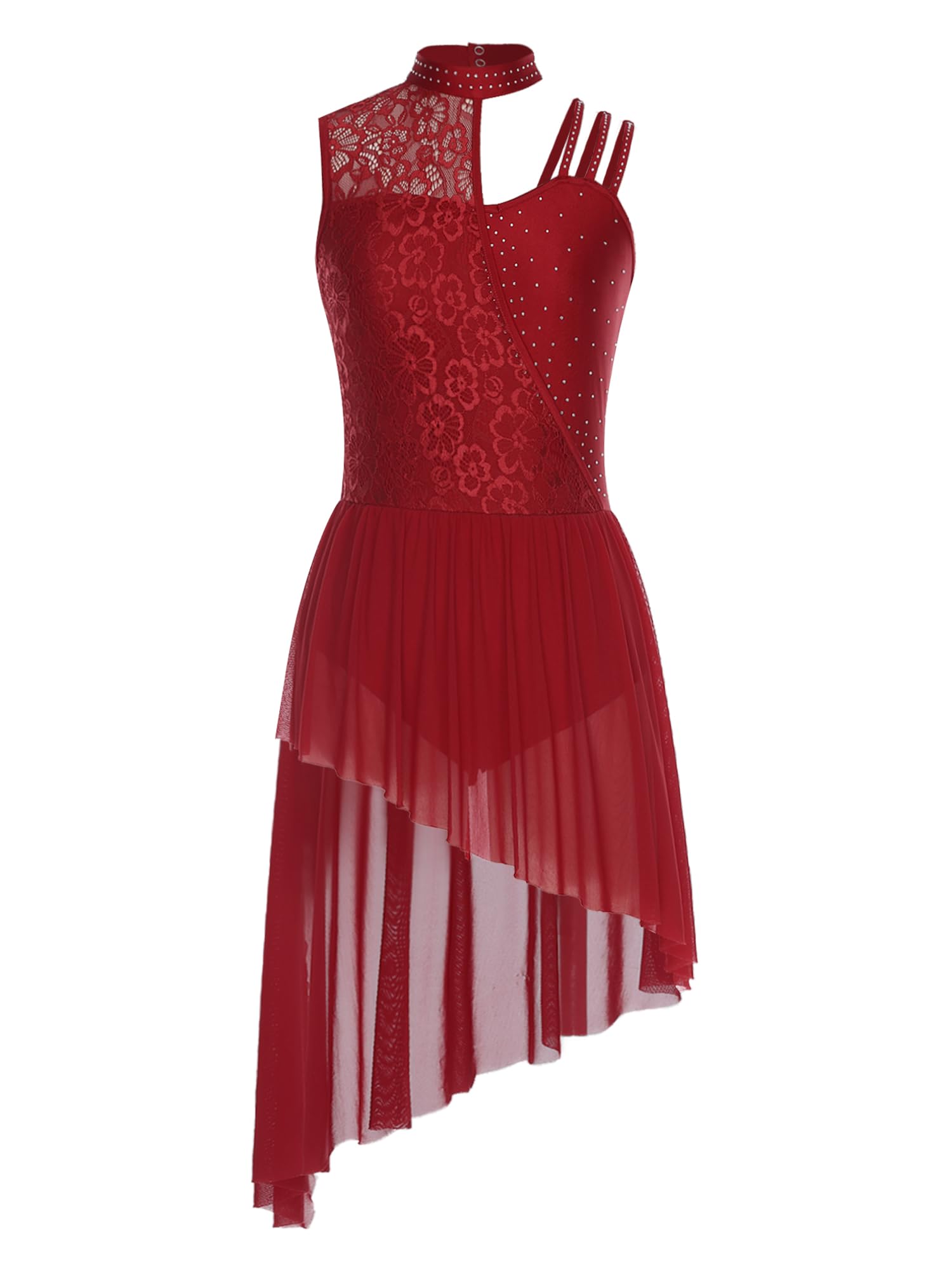 Robe de Danse Moderne Lyrique Femme Justaucorps Patinage Artistique Paillette Robe Danse Latine Moderne Costume Compétition