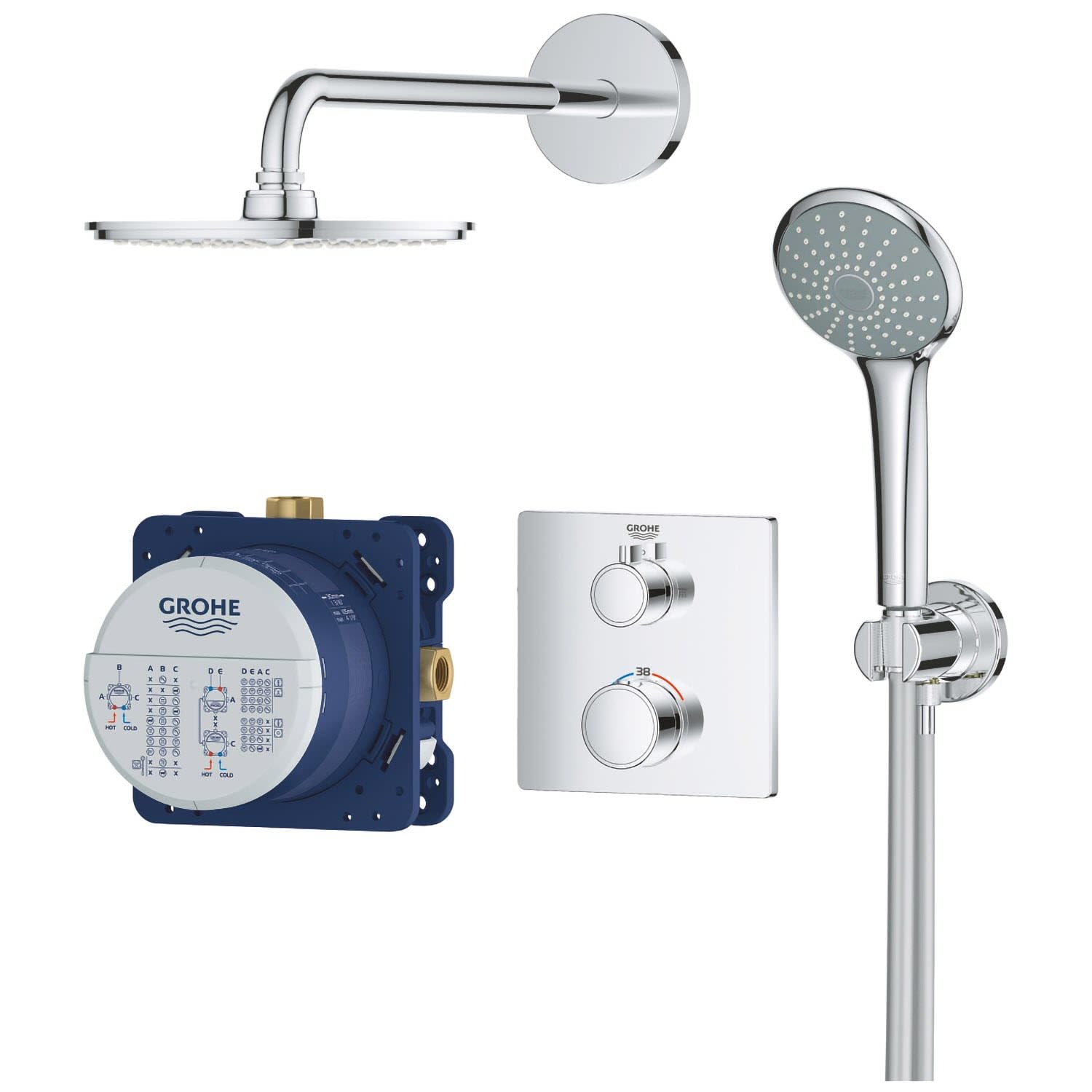GROHE Grohtherm Podtynkowy zestaw prysznicowy z deszczownicą Rainshower Cosmopolitan 210