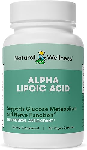 Natural Wellness Ácido alfa lipoico (ALA) – 600 mg Antioxidante para la salud del hígado, apoyo al metabolismo y defensa de radicales libres – 60
