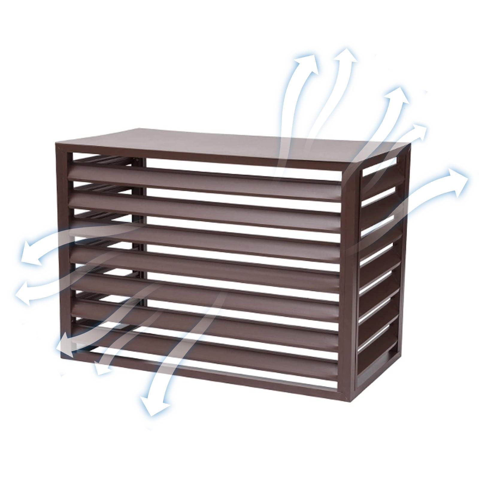 QYMYOZ Brown Outdoor Air Conditioner Fence Panels Privacy Covers for Condenser Protection Waterproof & Rainproof 100cm Ventilation Solution for Home & Garden