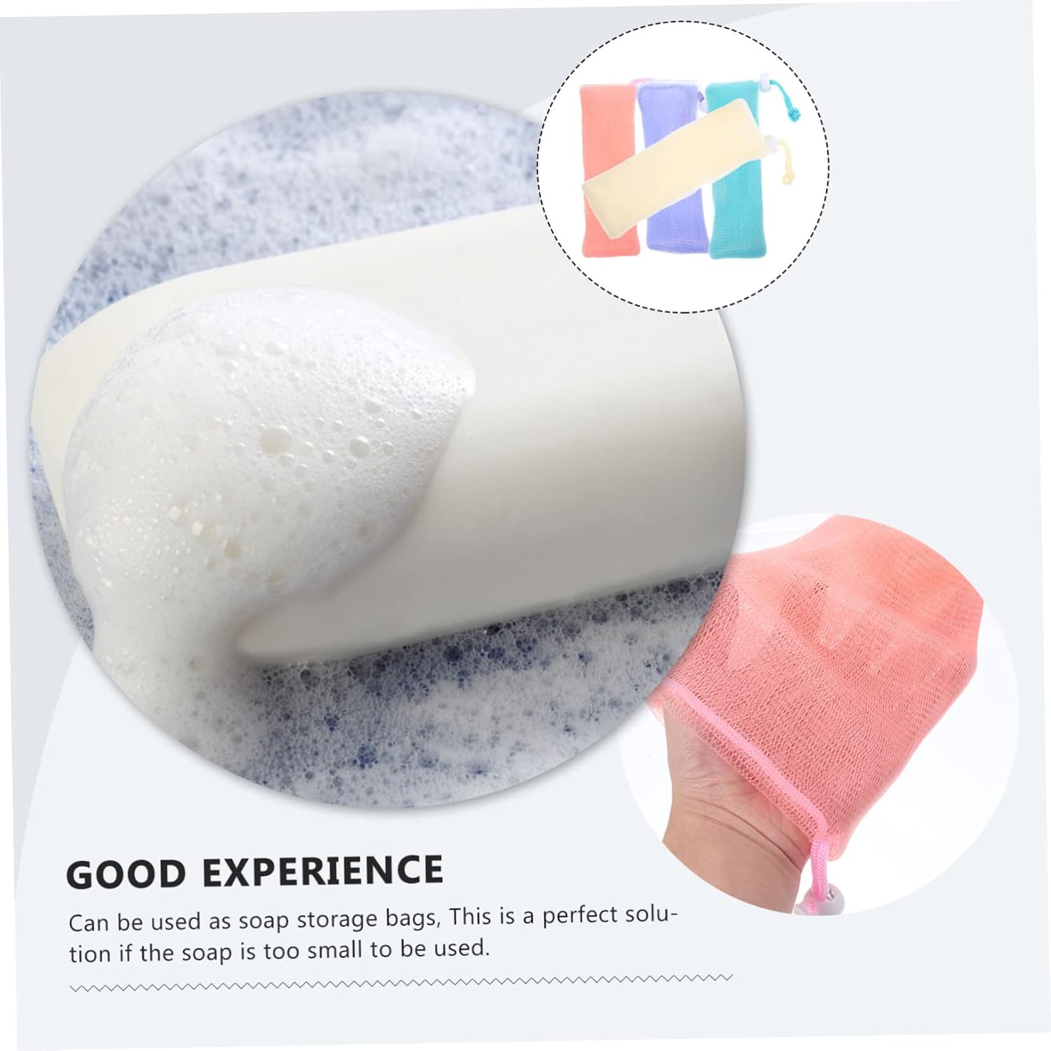 4pcs Exfoliating Soap Bags Soft Mesh Foaming Pouches for Shower Soap Holders Quick-drying and Skin-friendly Multi-color