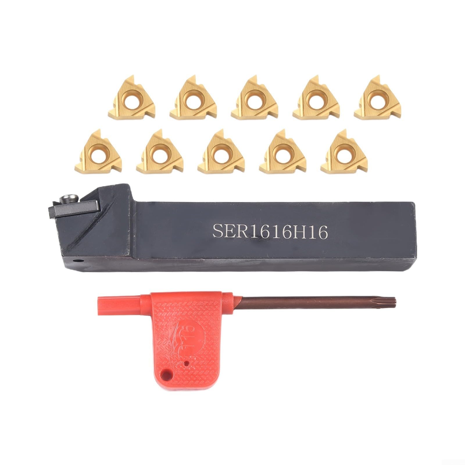 SER1616H16 - Soporte para cincel de rosca (5/8", con 10 unidades, 16 unidades AG60, para mecanizado de rosca exterior en tornos)