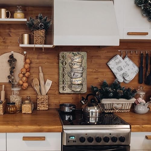 Miniatura 6 de Letreros decorativos de café para decoración de cafetería, Cristo ofrece perdón para todos en todas partes, 8 x 12 pulgadas, decoración de café para