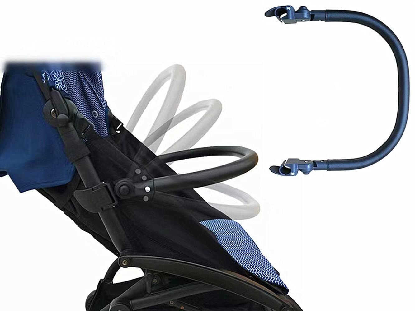 2024 Upgrade Version Adjustable Angle Baby Stroller Bumper Bar,Armrest, Handle, Crossbar Accessories Suitable for BBZ Yoyo/Yoya/Vovo with PU Leather Handle Cover Black