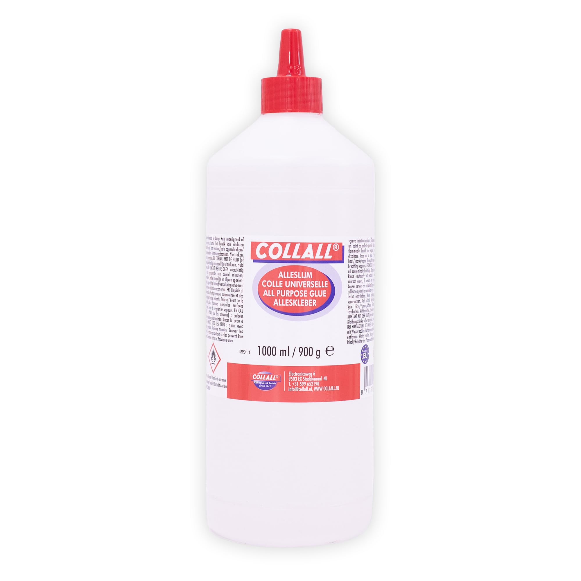 CollAll All Purpose 1000ml - Great for Arts, Crafts & DIY - Transparent, Fast Drying & Strong Bond - Adults & Kids Use - for Paper, Card, Cork, Wood, Glass, Ceramins, Leather, Felt & More