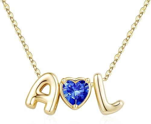 M MOOHAM Heart Initial Necklaces Gifts for Women - Heart Two Initial Necklace A 