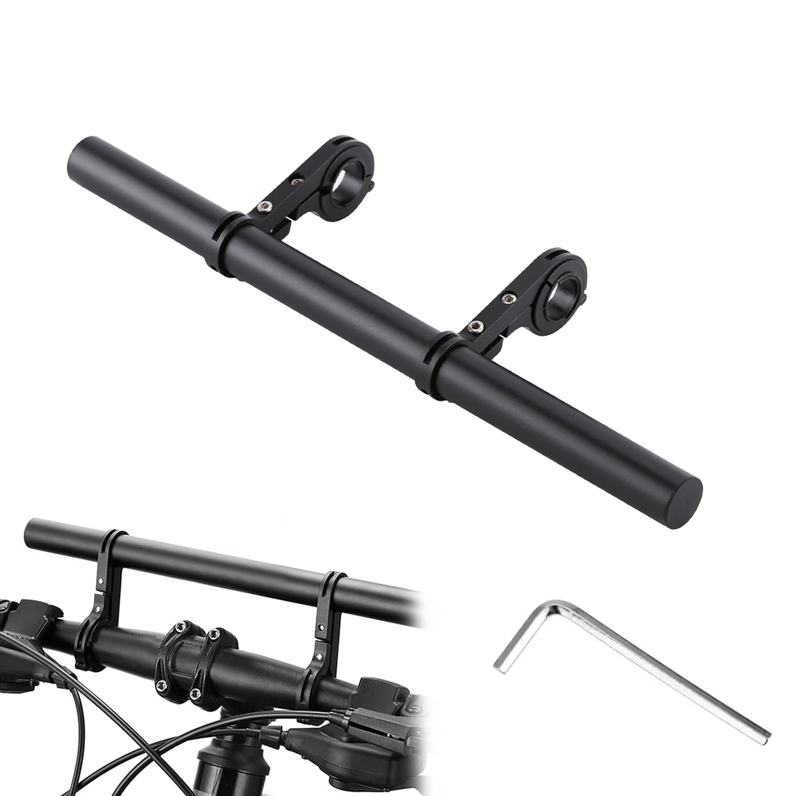 CONNECTION 30 cm Estensione Manubrio Bicicletta Estensore per Manubrio per manubri 22-33 mm Lega di Alluminio Prolunga Manubrio Bici con Chiave a Brugola Manubrio Extender per GPS Cellulare Tachimetro