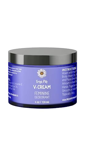 FreshPits V-Cream All Natural | Intimate Deodorant | No Parabens | Light Scent | 4 Ounce Jar