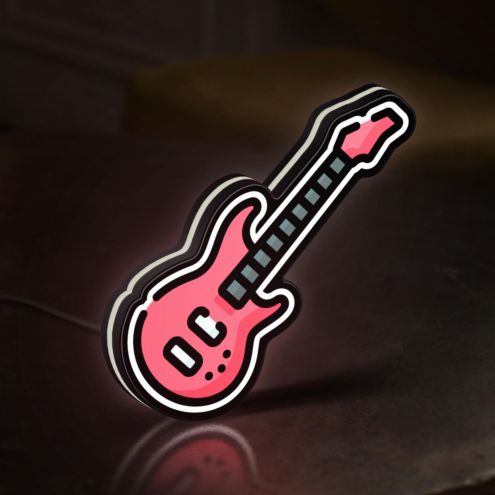 Scatola luminosa 3D a forma di basso elettrico, lampada decorativa per musicisti, sale prove di band e studi domestici (altezza 40,6 cm, 40 cm)