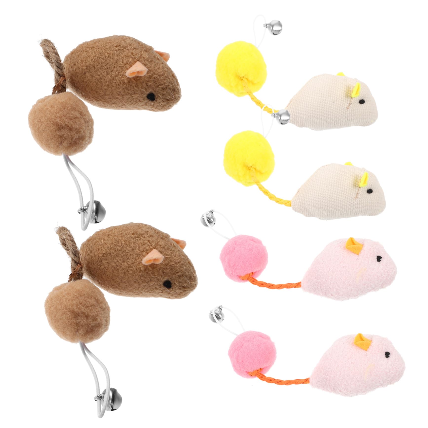 Lot De 6 Souris en Peluche avec Clochette pour Chat Idéales pour Jouer en Intérieur