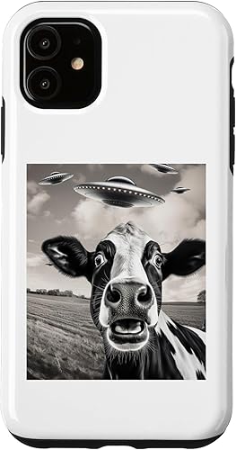 Vista 10 de iPhone 11 Pro Alien UFO Funny Cow Graphic Tee Case