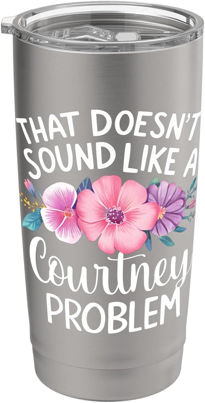 Courtney Personalized Cute Flower Girls Courtney Name Stainless Steel Insulated Tumbler