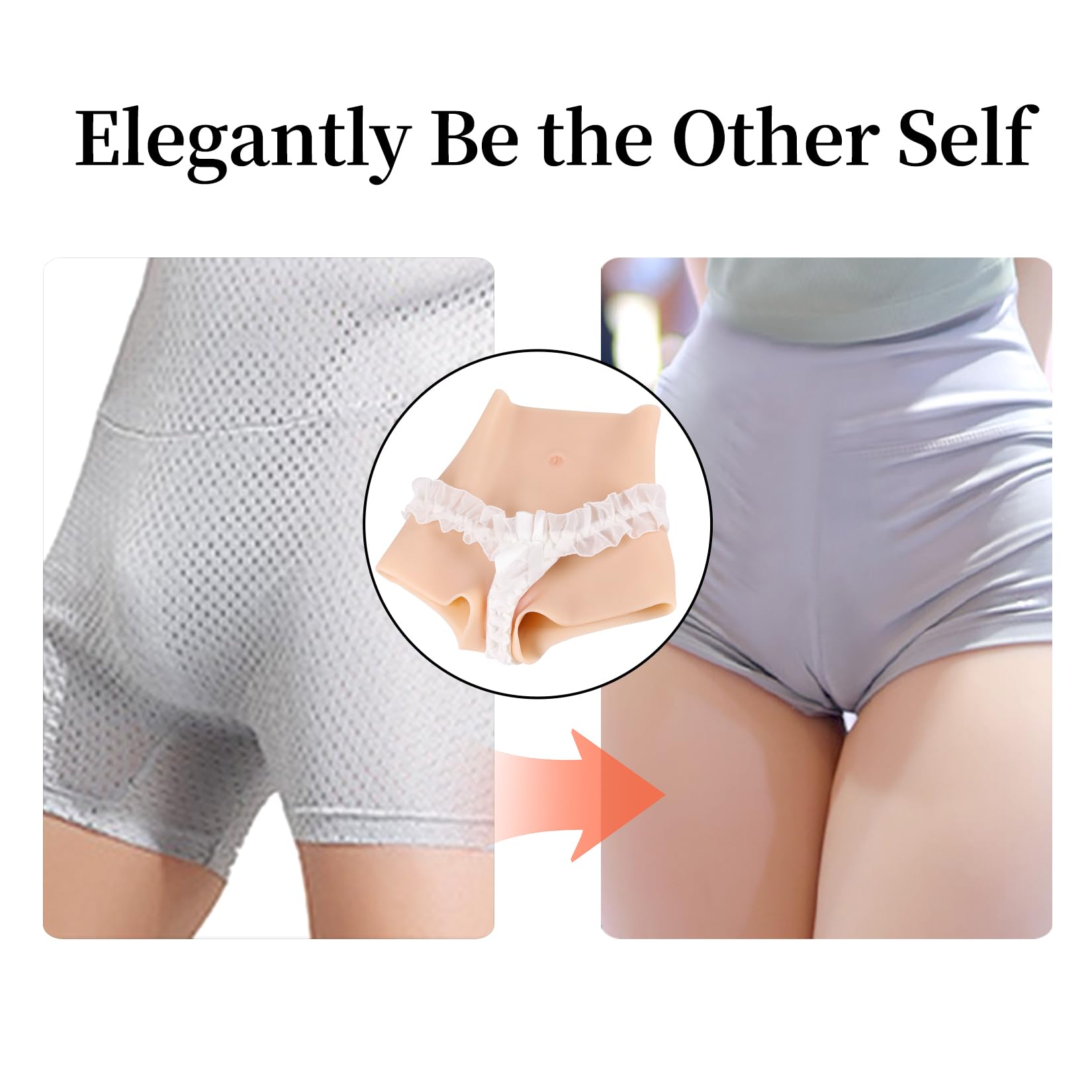 Silikon Konturunterwäsche Boxershorts für Transfrauen Realistische Weibliches Aussehen und Physiologische Struktur Crossdressing Hosen für MTF Transgender Cosplay Drag Shows