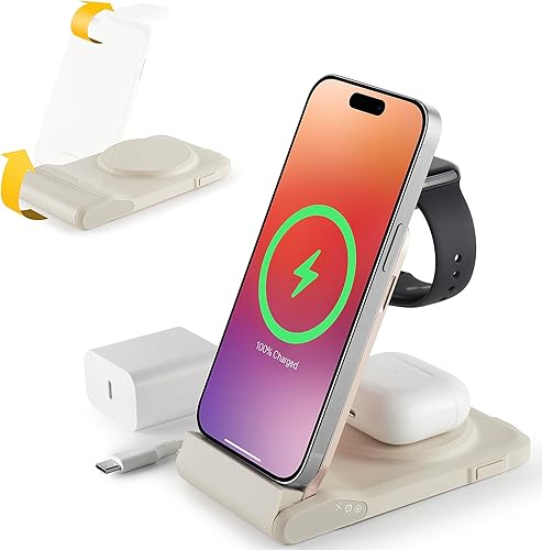 Estación de carga 3 en 1 para múltiples dispositivos, estación de carga inalámbrica de viaje, cargador plegable para iPhone 1615141312SE11X8, y