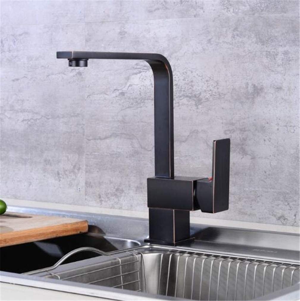 Mitigeur d'eau froide et chaude de cuisine noir rotatif 360
