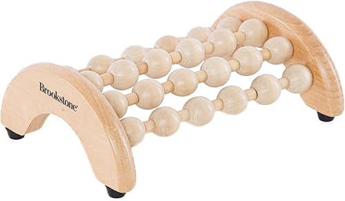 Brookstone Masajeador de pies de madera, rodillo de masaje de madera para estimular los reflejos de los pies, aliviar el estrés y calmar la tensión,