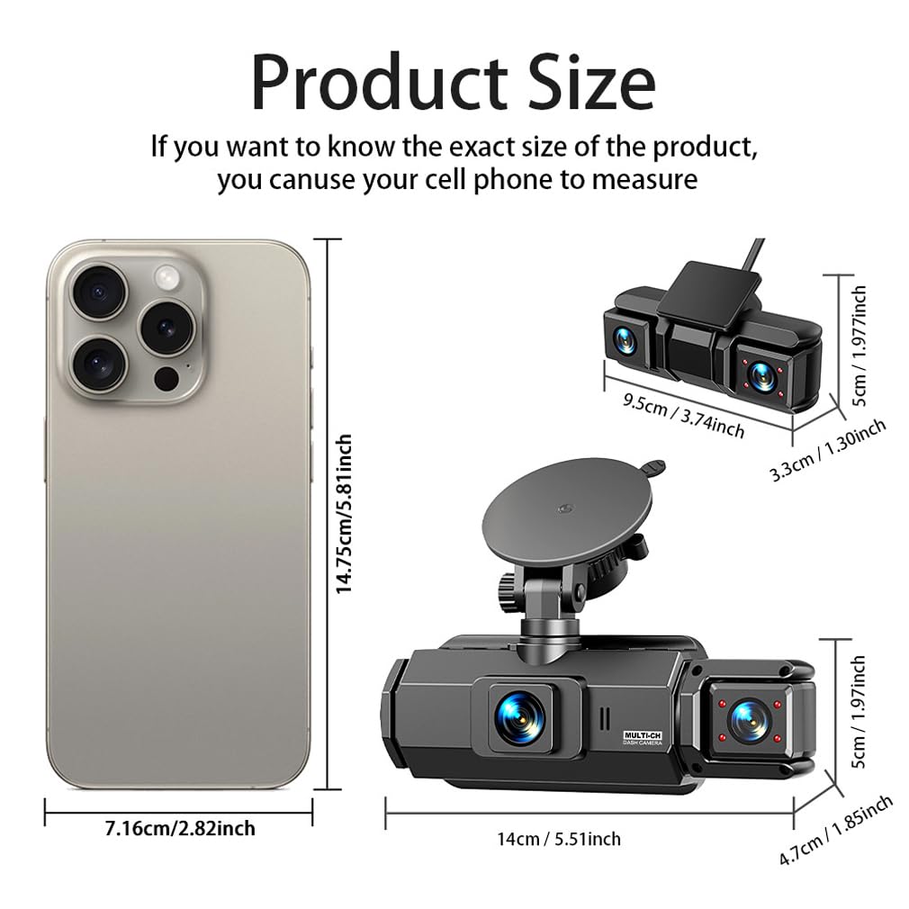4-kanałowa kamera samochodowa do samochodów, wbudowana aplikacja WiFi GPS, ochrona panoramiczna 360 stopni, przednia strona wewnętrzna i tylna kamera samochodowa DVR, 4 kamery HD 1080P* 4 jednoczesne