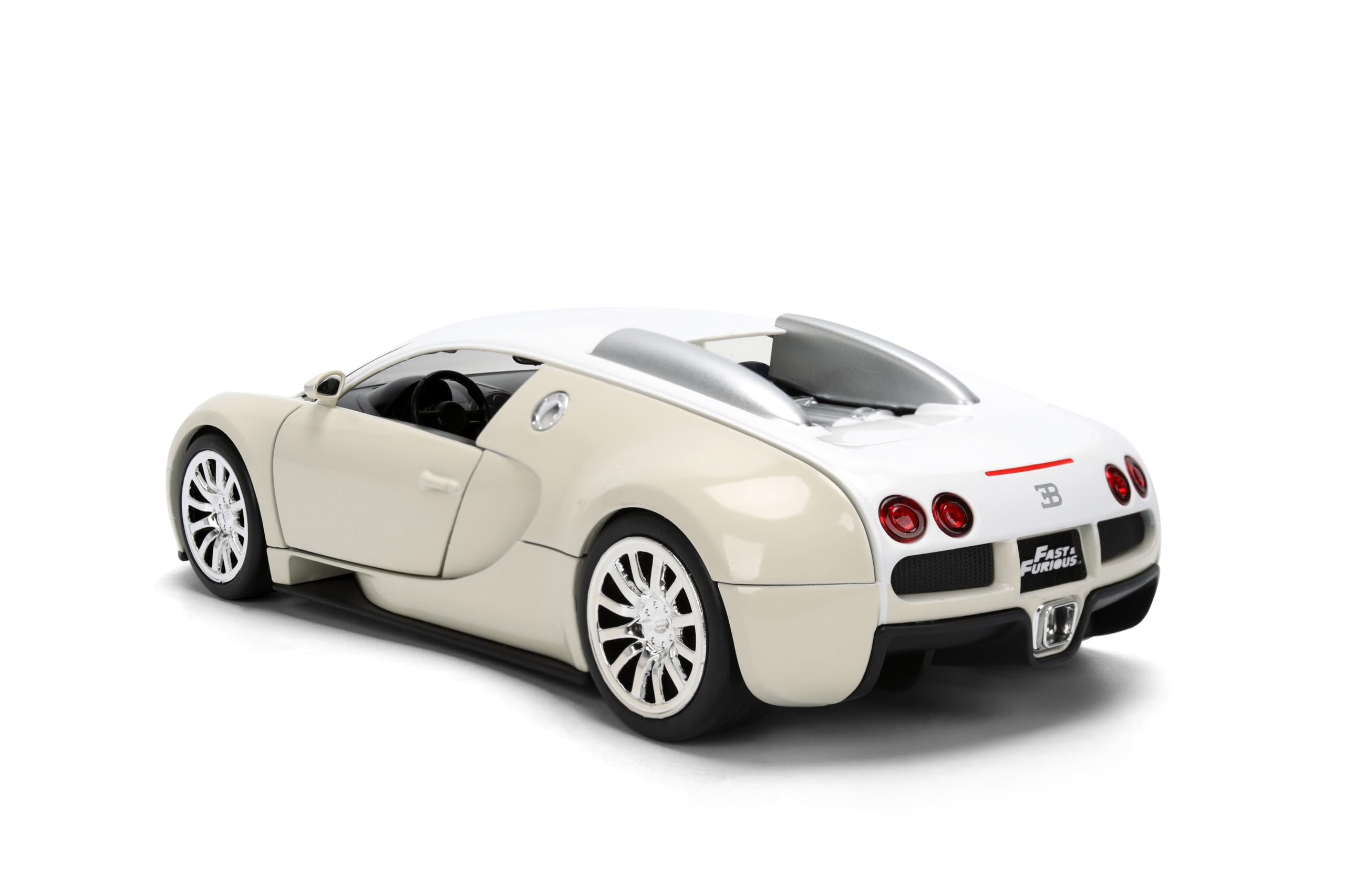 Jada Fast & Furious 2011 Bugatti Veyron - Druckguss-Modellspielzeug im Maßstab 1:24 - Türen zum Öffnen und Haube - für Sammler und Enthusiasten ab 8 Jahren - Weiß