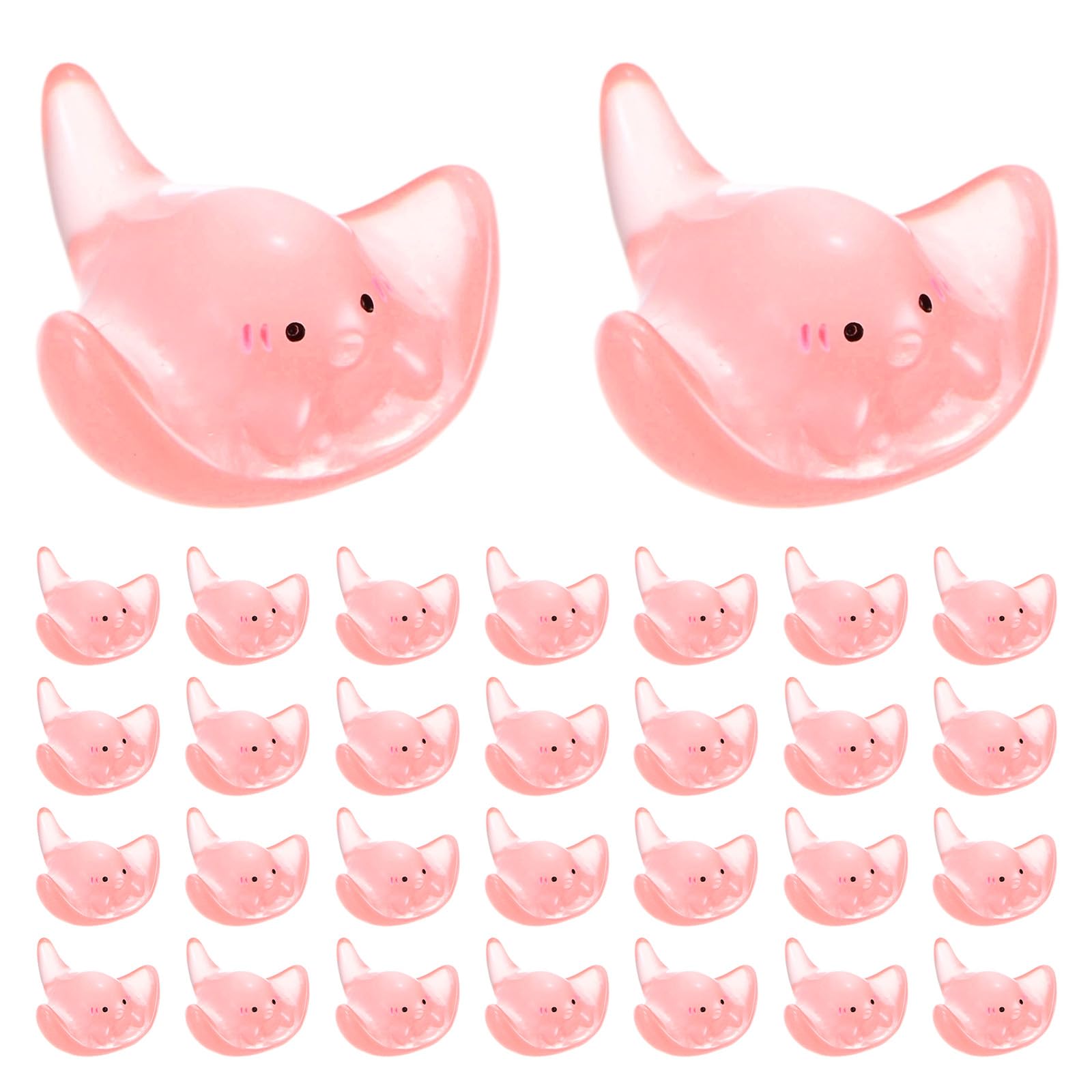 M METERXITY 30-Pack Luminous Mini Resin Fish, Resin Tiny Small Animal Figures to Hide Fish Tank Ornaments Figures for Aquarium Decor/Potted/Garden/Landscape [Pink]