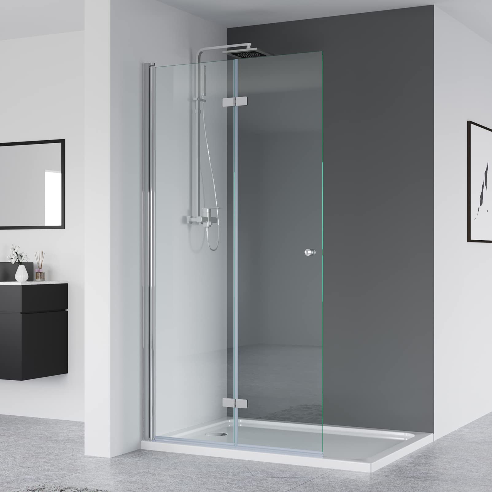 IMPTS walk in dusche 70x185 cm glas Duschwand Duschabtrennung 2-teilig