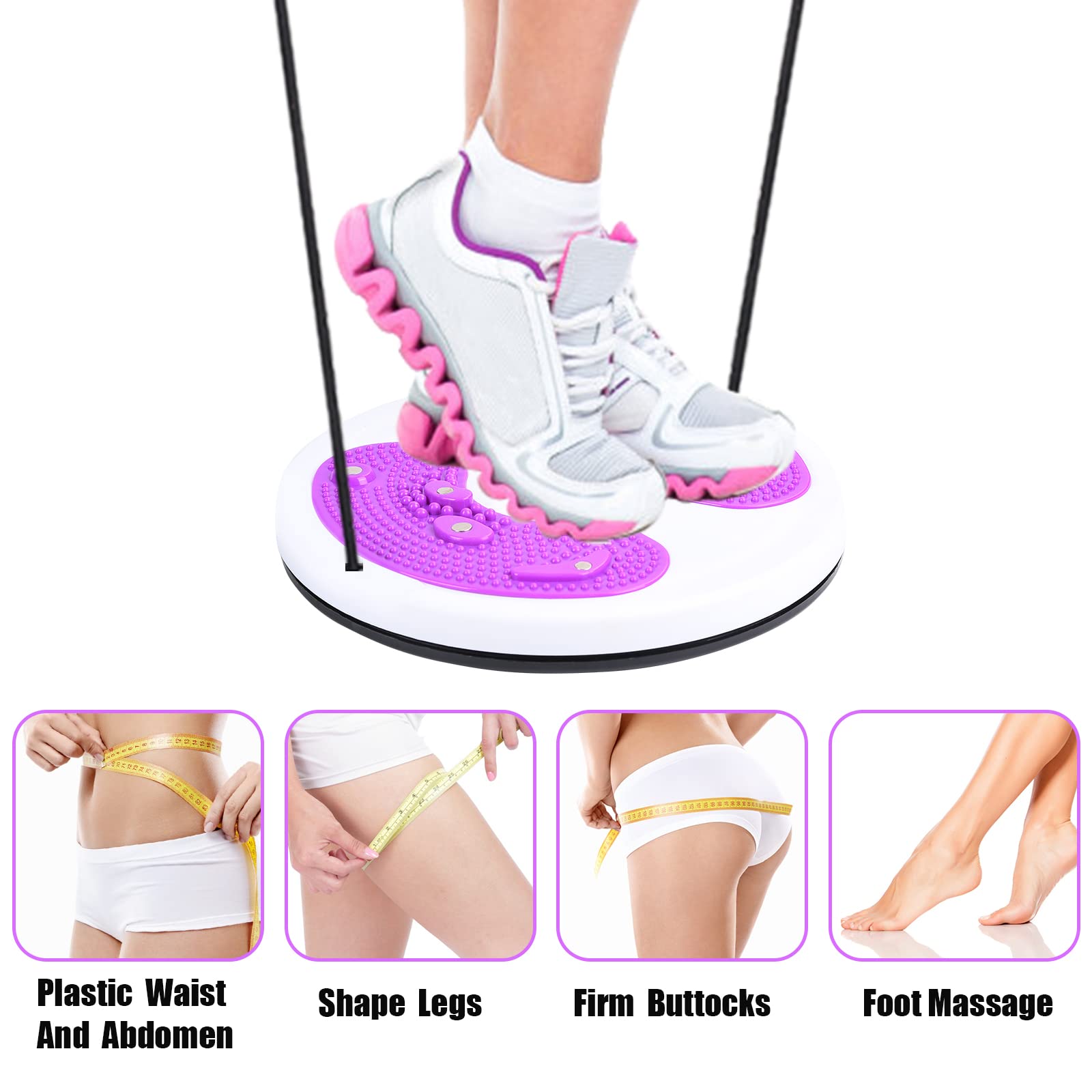 Herefun Twist Waist Disc con Fune di Trazione, Twist Waist Disc Board con Coulisse, Disco per Torsione Vita, Piastra per Torsione della Vita per Fitness e Movimento dell'anca e della Vita