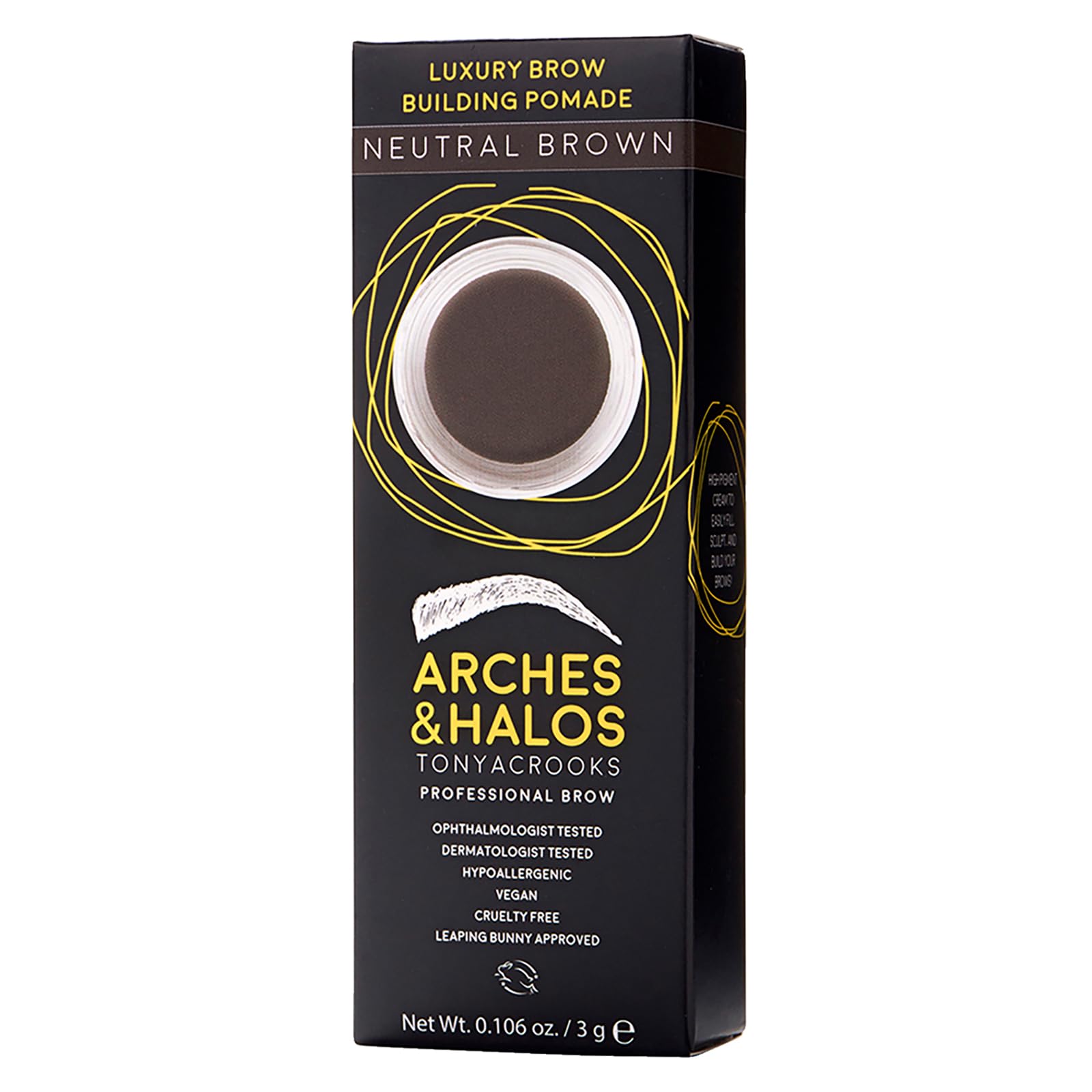 Arches & Halos Luxury Brow Building Pomade - Eyebrow Gel Cream Tint - Fill, Sculpt and Define Brows - Vegan and Cruelty Free Makeup - 3g Neutral Brown