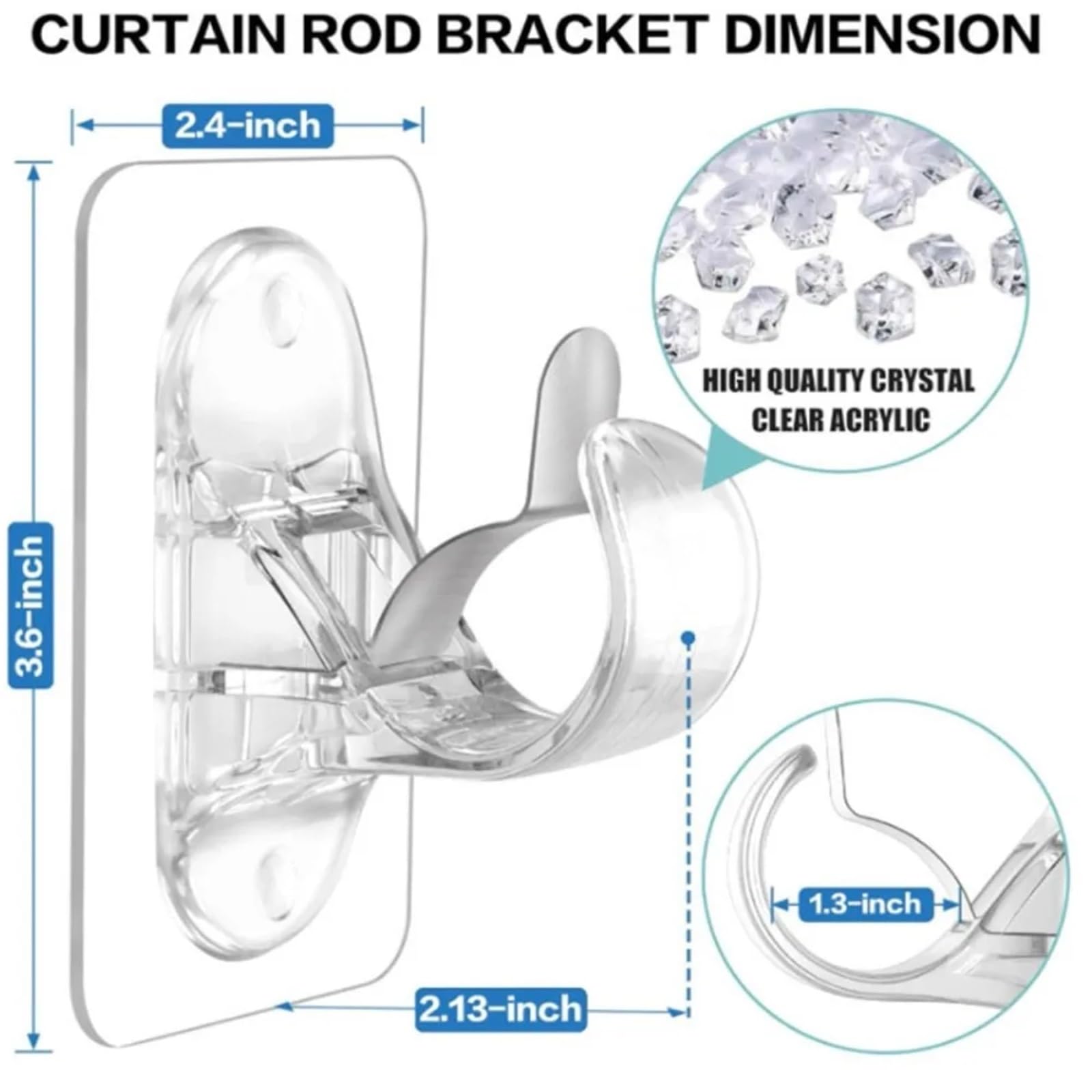 Lot de 20 supports de tringle à rideaux auto-adhésifs universels sans perçage pour salle de bain et chambre à coucher