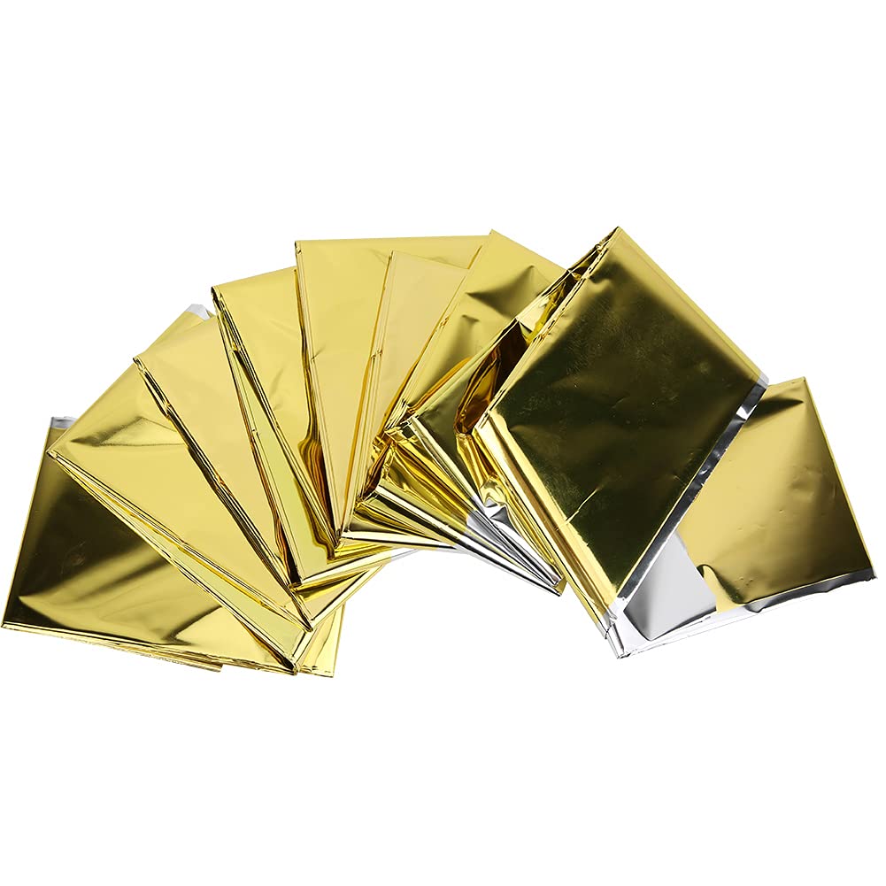 Pilipane Emergency Thermal Blankets, Blanket Bulk Survival Thermal Blankets Pack Silver Foil Reflective Blankets, 5PCS Outdoor Watertight Emergency Survival Heat Reserve (Gold)
