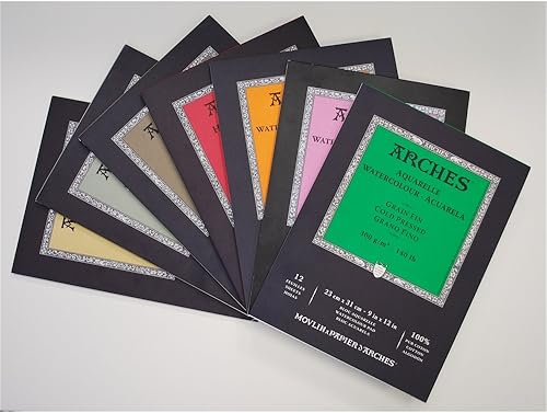 Miniatura 4 de Arches Bloc de acuarela de 10 x 14 pulgadas, papel blanco natural 100% algodón, 12 hojas de papel de acuarela Arches de 140 libras, papel de arte