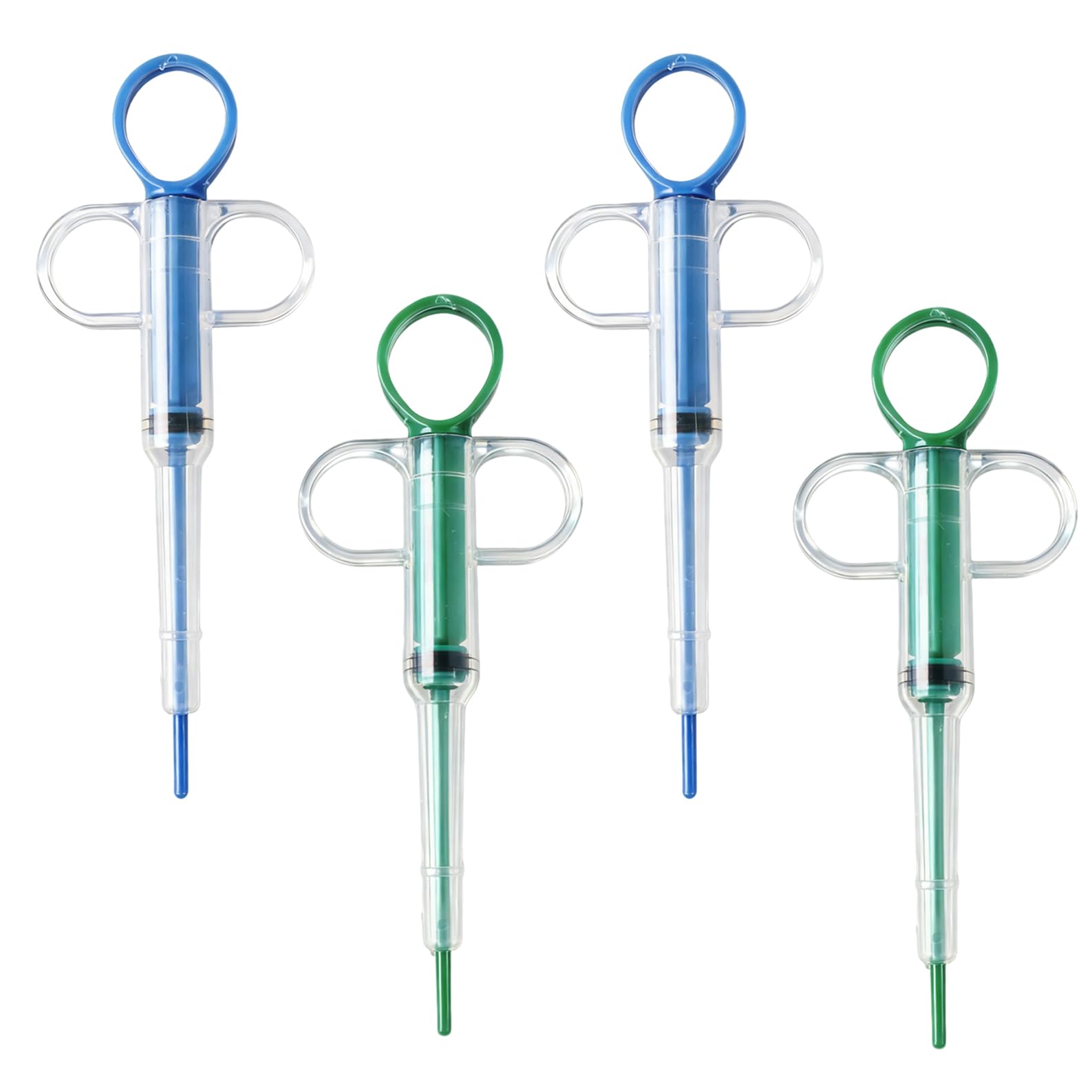 4 dispenser per compresse per gatti – blu e verde ciascuno 2 pezzi, con punta in silicone, spinta pillola riutilizzabile per animali domestici (gatti e cani piccoli)