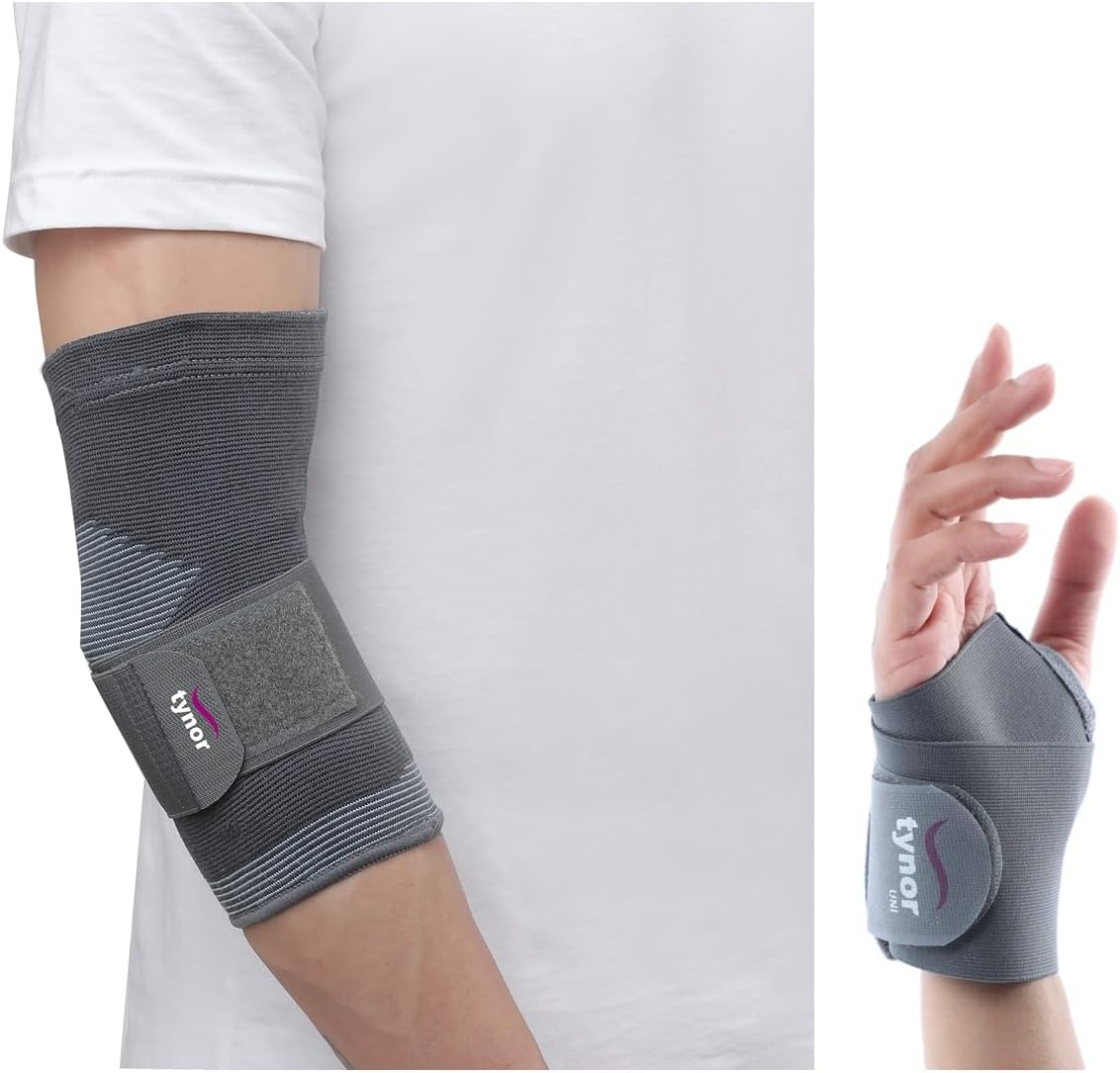 TYNOR Wrist Brace with Thumb for wrist support, Grey, Universal Size, Non toxic,1 Unit Elbow Support, Grey, Medium,(Cotton & Nylon) 1 Unit