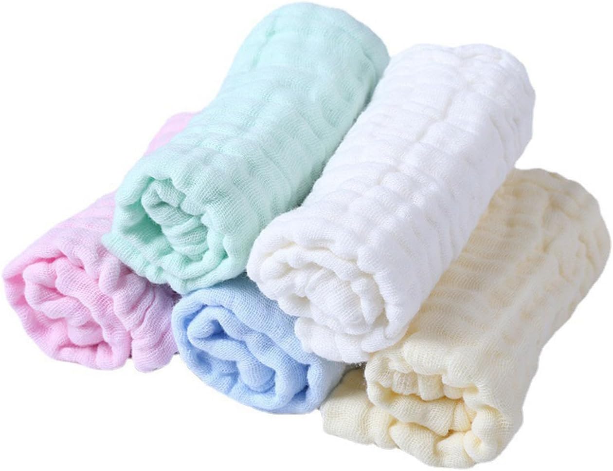 NHCDFA 5 Pcs Muslin Cloths for Baby,Baby Muslins Pack,Baby Muslin Squares,Muslin Cotton Baby