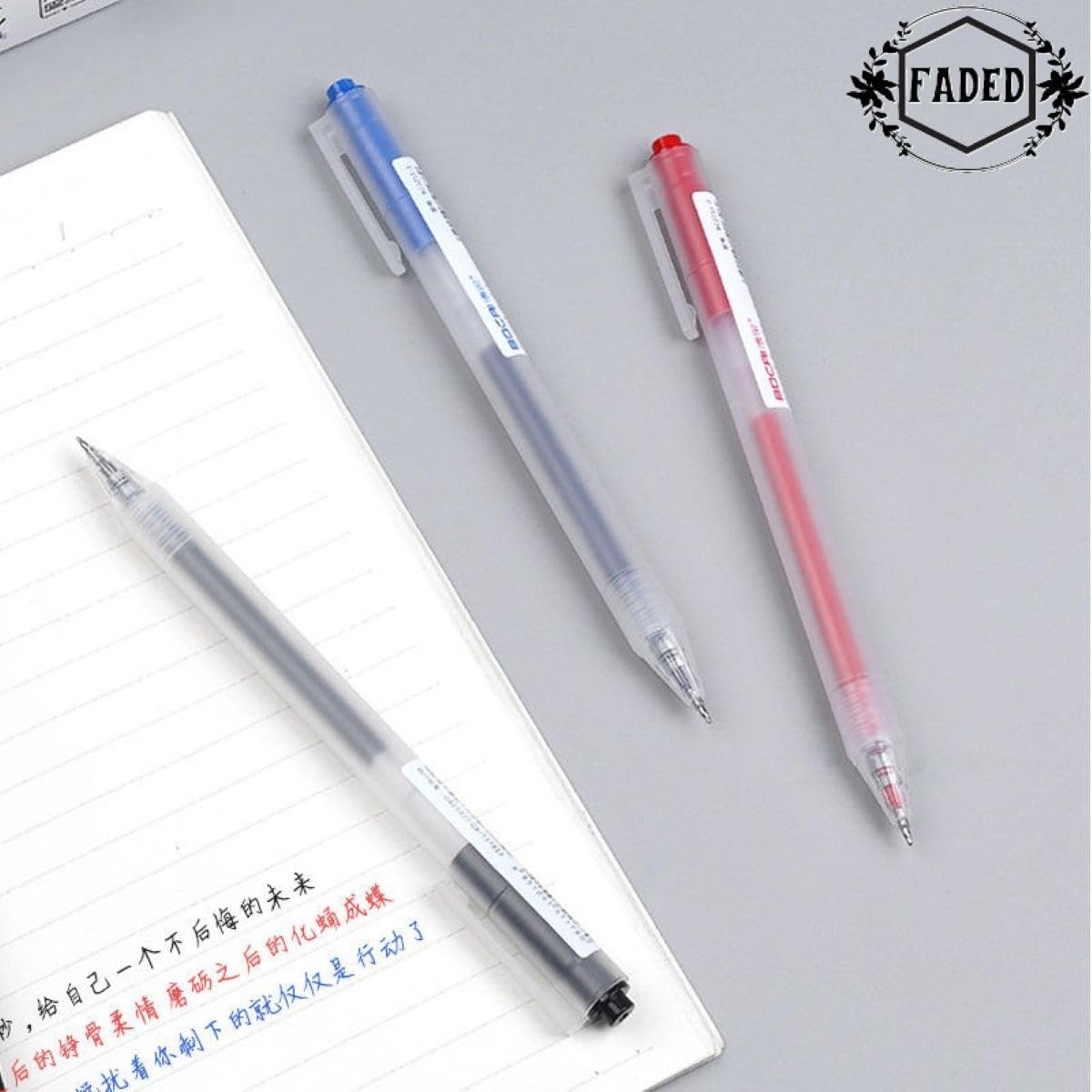 Faded 0.5mm Blue Gel Pen Set – Smooth Writing Click Mechanism Pens