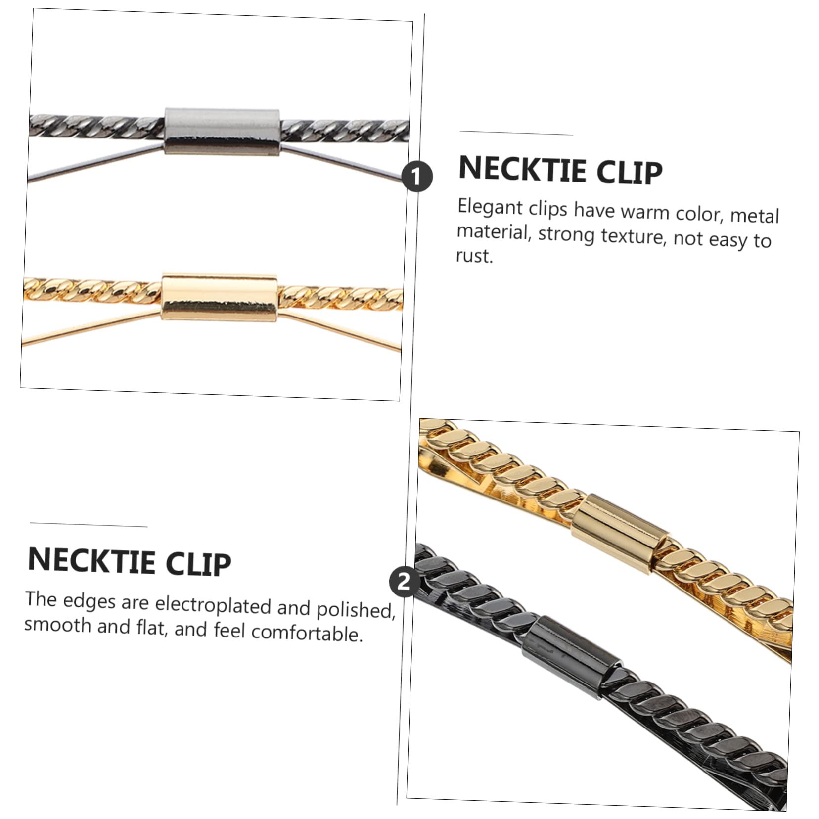 9piezas Clips De Corbata Metálicos Para Hombre De Dorado Plateado y Negro Elegantes y Duraderos Para Ocasiones Formales Negocios
