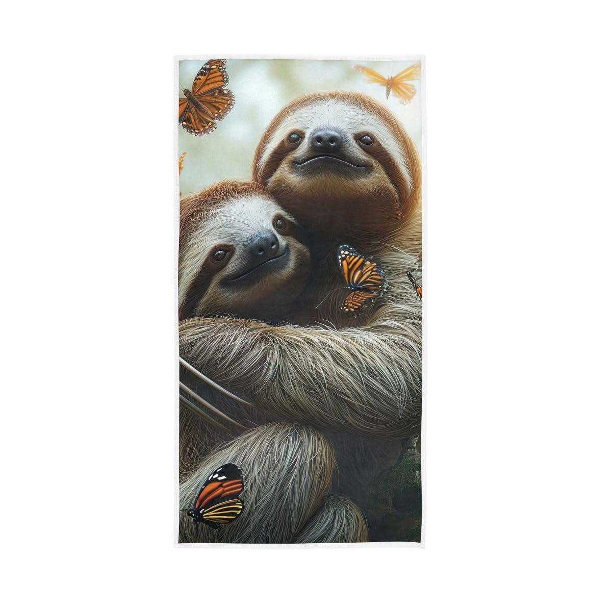 HUYGD Sloths Hug Each Other Hand Towel, Guest Hand Towels for Bathroom 15 x 30 Inches, Bathroom Towel