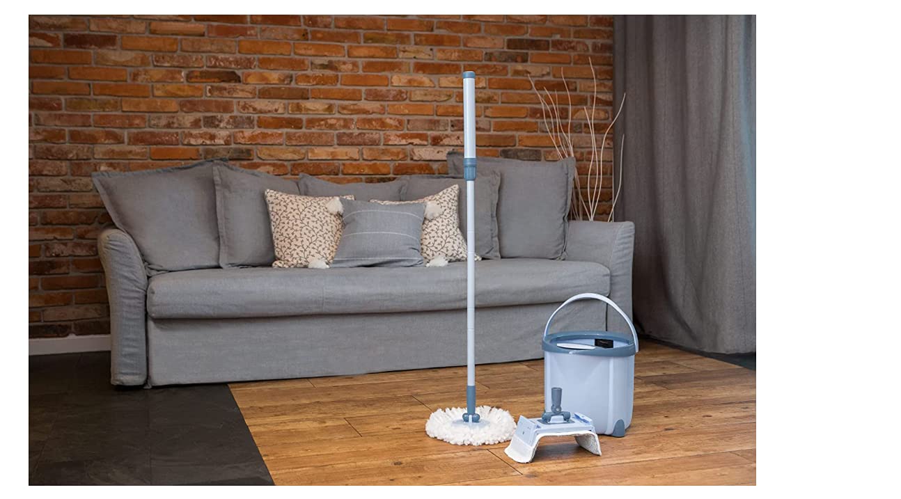 York | 360° | Special Rotierender Bodenwischer + Eimer + Teleskopstange | Bodenwischer | Wischmopp | Mopp | Wischroboter | Reinigung von Fliesen und Laminat | Eimer Kapazität: : 13 Liter