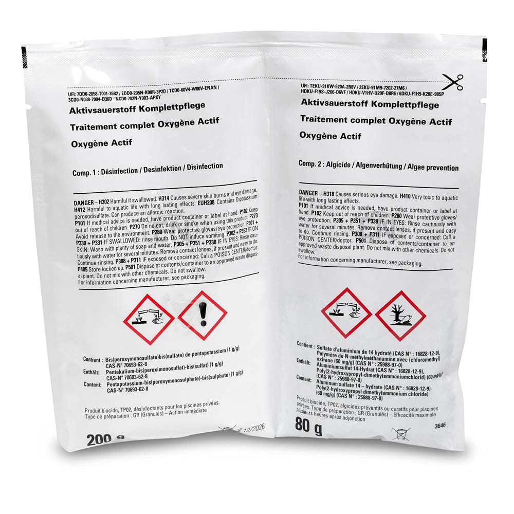 Cristal Aktivsauerstoff Komplettpflege 2.24 Kg ohne Chlor für Pools und Whirlpools - Hautfreundlich pH-neutral Chlorfrei Desinfektion Algenverhütung