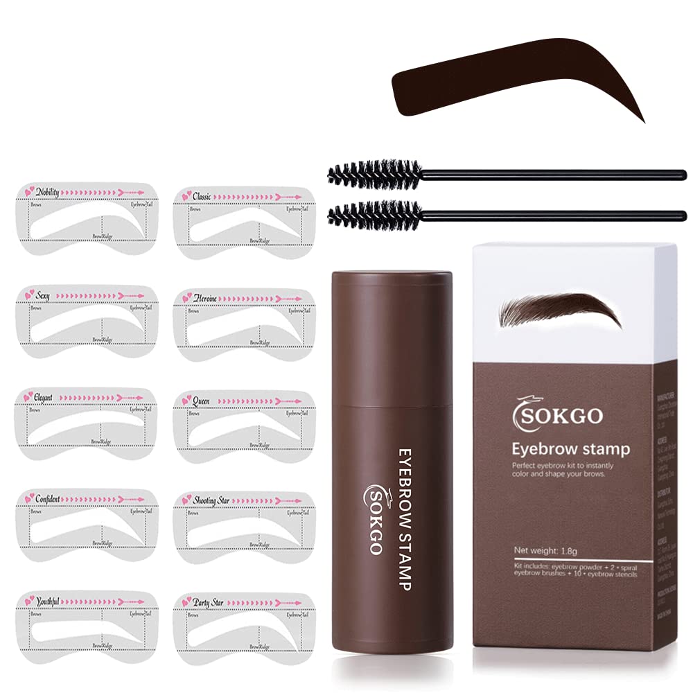 Eyebrow Stamp, Professional Eyebrow Stencil Kit, One Step Eyebrow Stamp Shaping Kit, Long-lasting Eyebrow Makeup Kit for Women (Brunette)