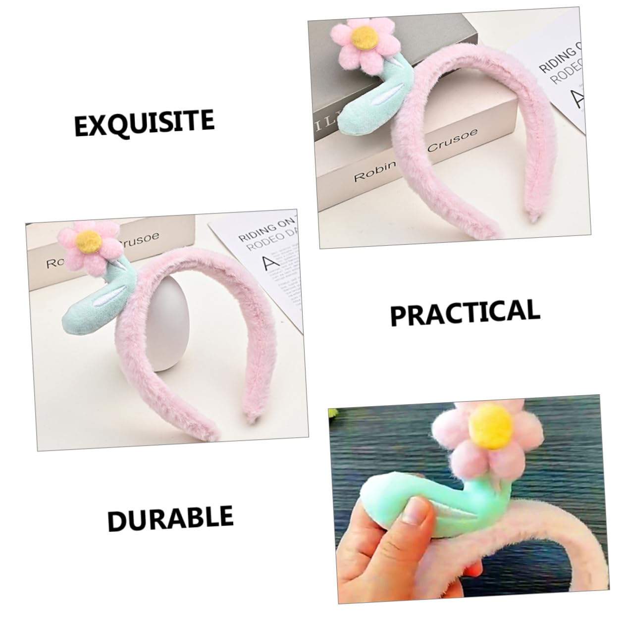 Didiseaon 10 Pezzi fascia di fiori freschi cerchio per con fiori Elastici per per Fascia peluche elastici per le donne fasce imbottite fascia gonfia tessuto rosa