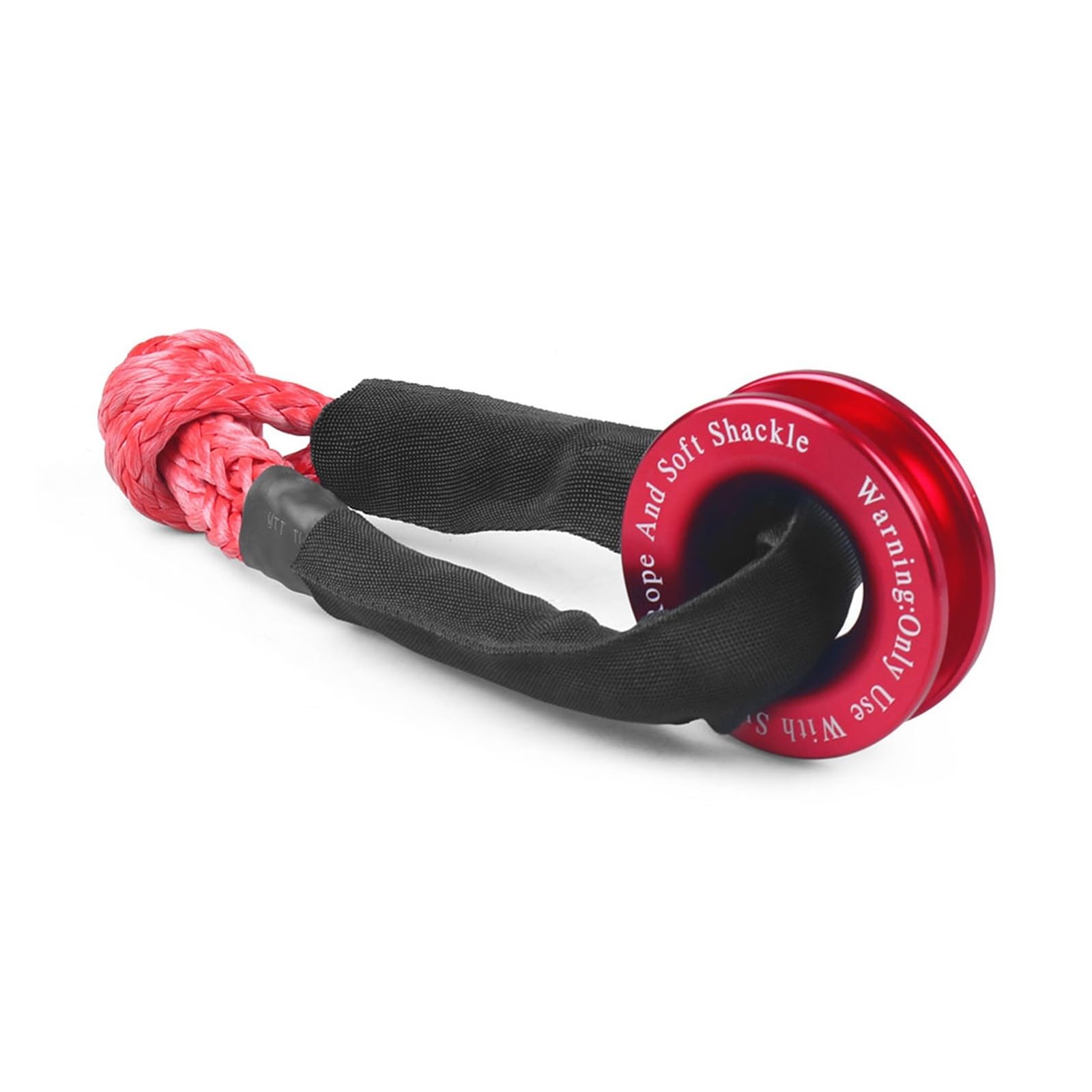 Mthckxjbsuz Red Ring With Rope Winch Rope, Winch Rope Synthetic Soft Shackle+Recovery Ring Set Rugged Shackles With Protective Sleeve 41000Lbs For Truck Vehicle(Red Ring With Rope)