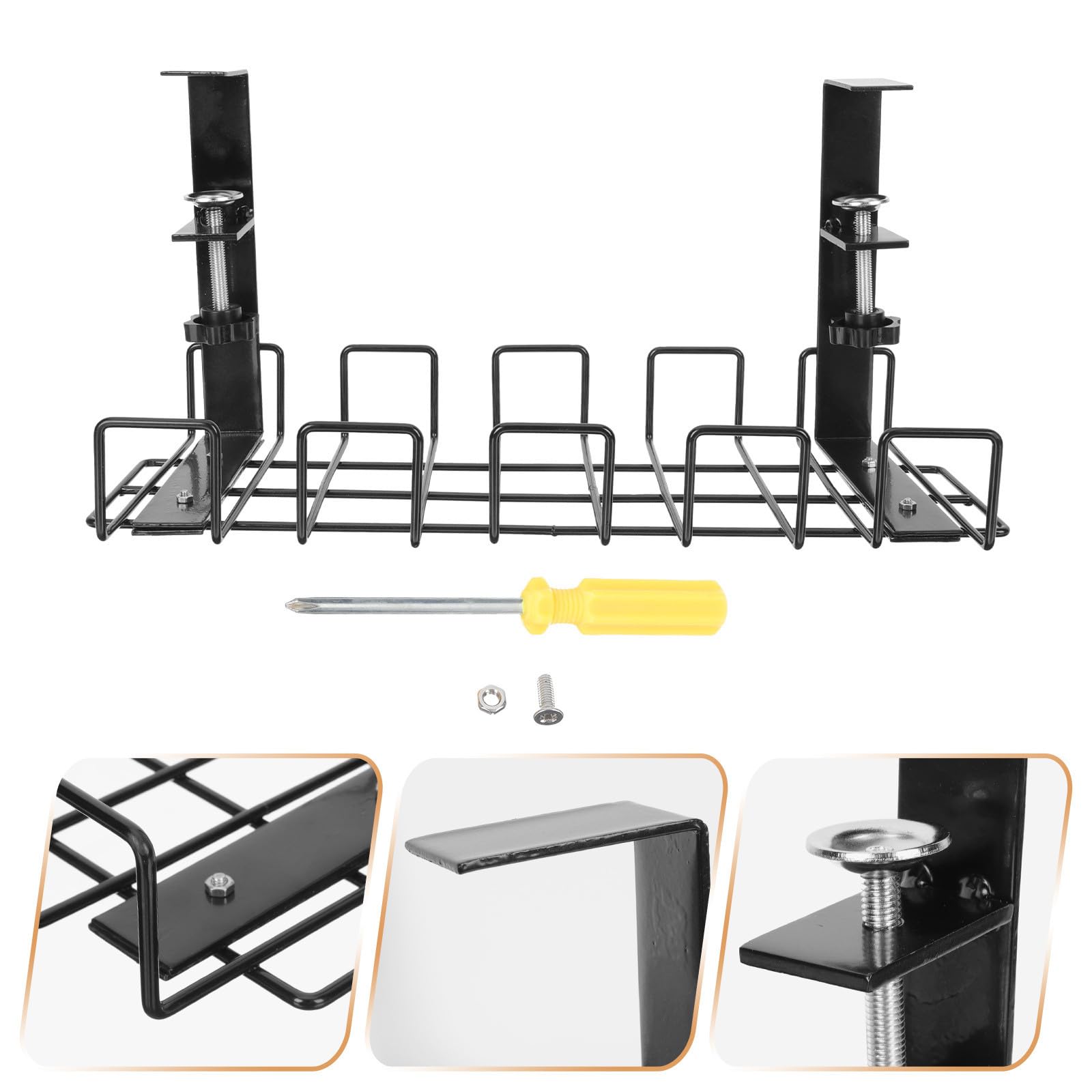 Soporte bajo y Estante Domésticos para Cables Almacenamiento de de Hierro Versátil Montaje Construcción Resistente y Diseño Atemporal para Gestión para Oficina Escritorio