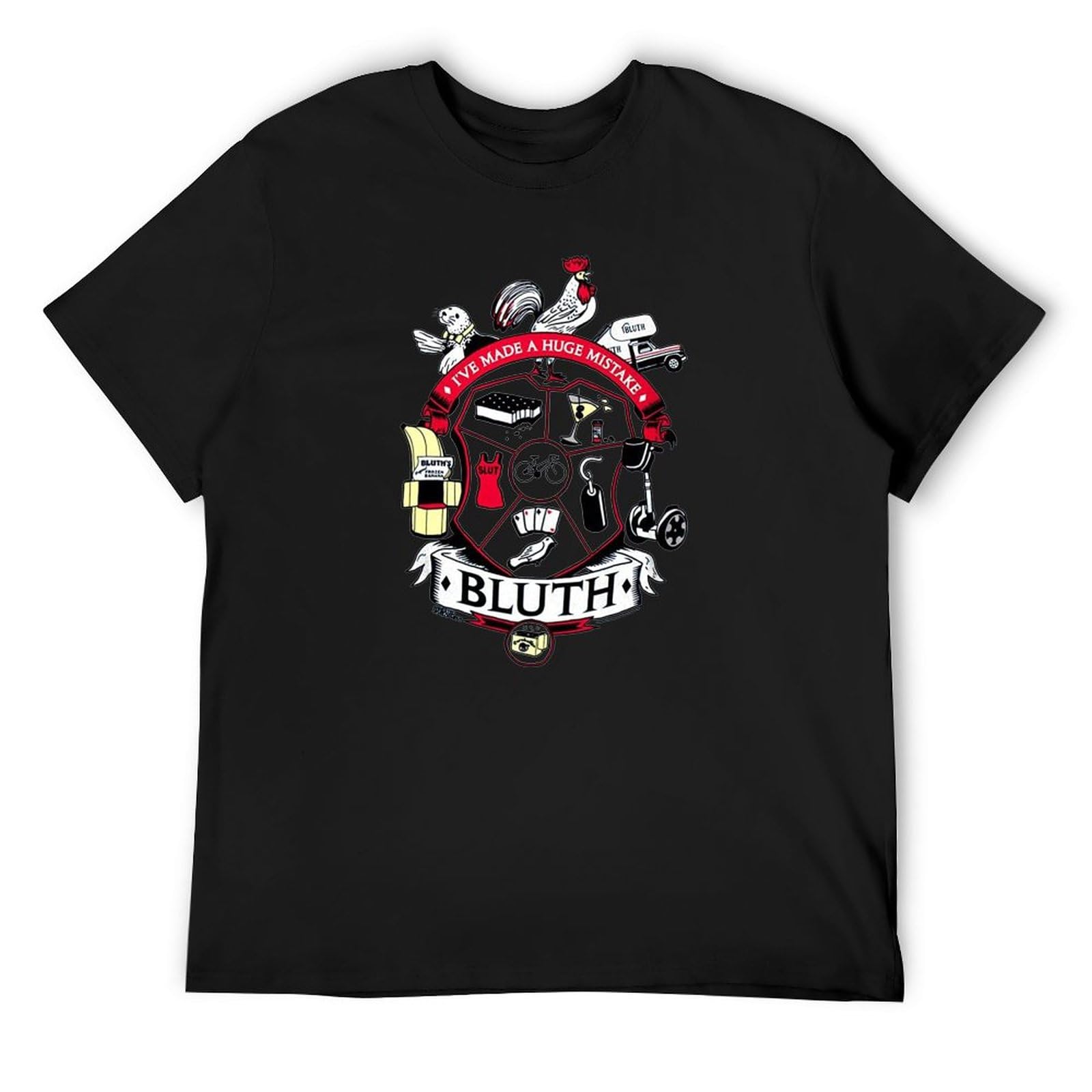 meiyan Arrested Development Mens Tshirt Bluth Family Huge Mistake Crest Black L