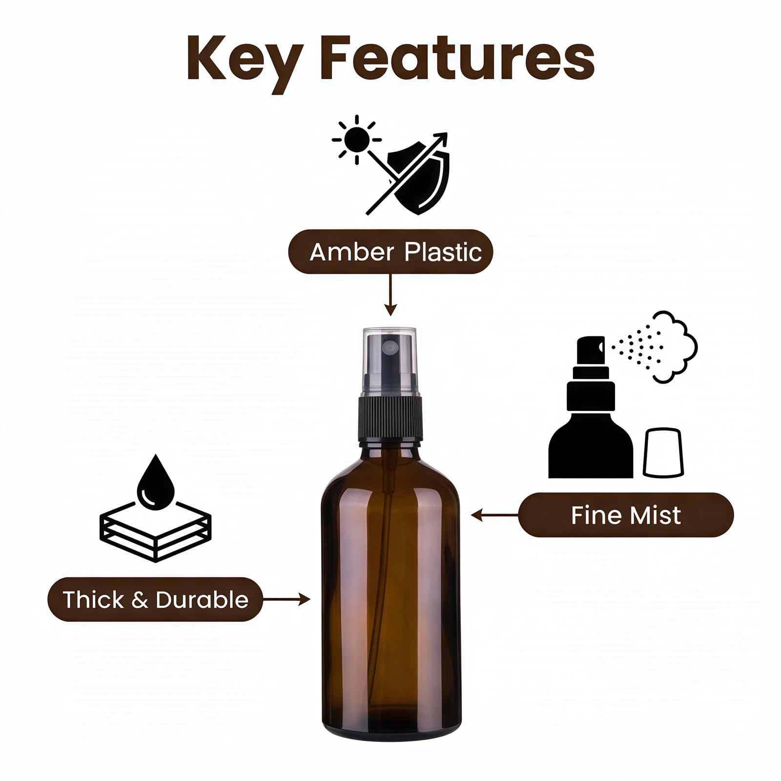 250 ml Bottiglia spray vuota ricaricabile in plastica PET con nebulizzatore nero per cosmetici, cosmetici, bottiglie di profumo, a prova di perdite, accessori portatili da viaggio