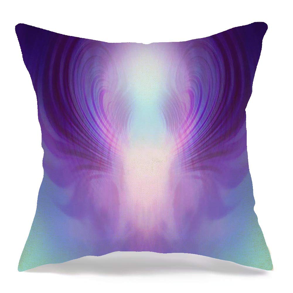 Decorative Pillow Cover Ethereal Unique Being Blue Different Form Matter Purple Ghostly Depicting Enlighten Textures Space Linen Throw Pillows Case for Couch Bed Sofa Soft Pillowcase 18 x 18 Inch