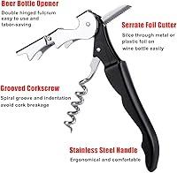 Vista 2 de TOPTIE Abridores de vino con sacacorchos de camarero personalizado de 12 piezas con cortador de lámina, abrebotellas todo en uno para cerveza o vino