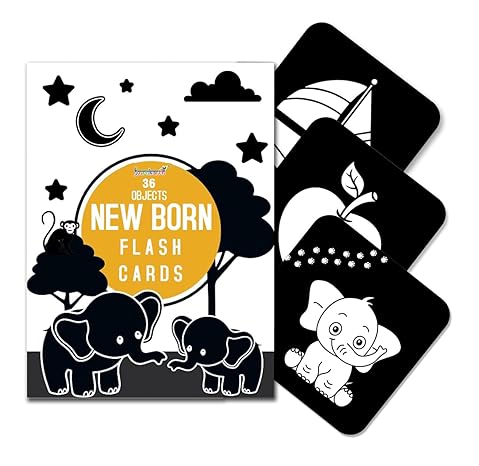 Gurukanth® Premium High Contrast Flash Cards for New Born Children -Educational Black & White 36 Objects | Visual Stimulation and Sensory Development for Infants | Montessori Sensory Card