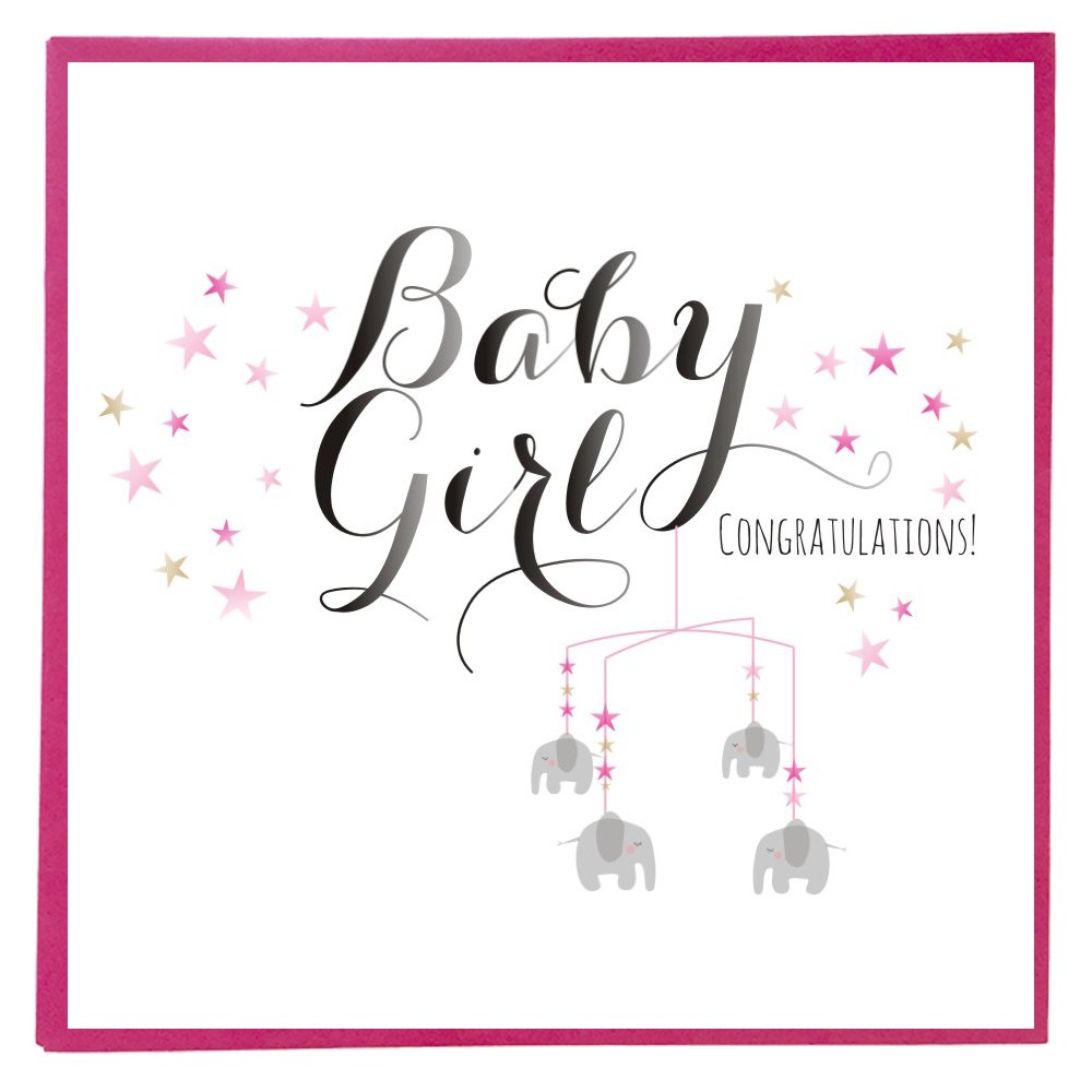 Claire Giles Greeting Cards, Baby Card, Mobile Design Baby Girl Congratulations Greeting Card