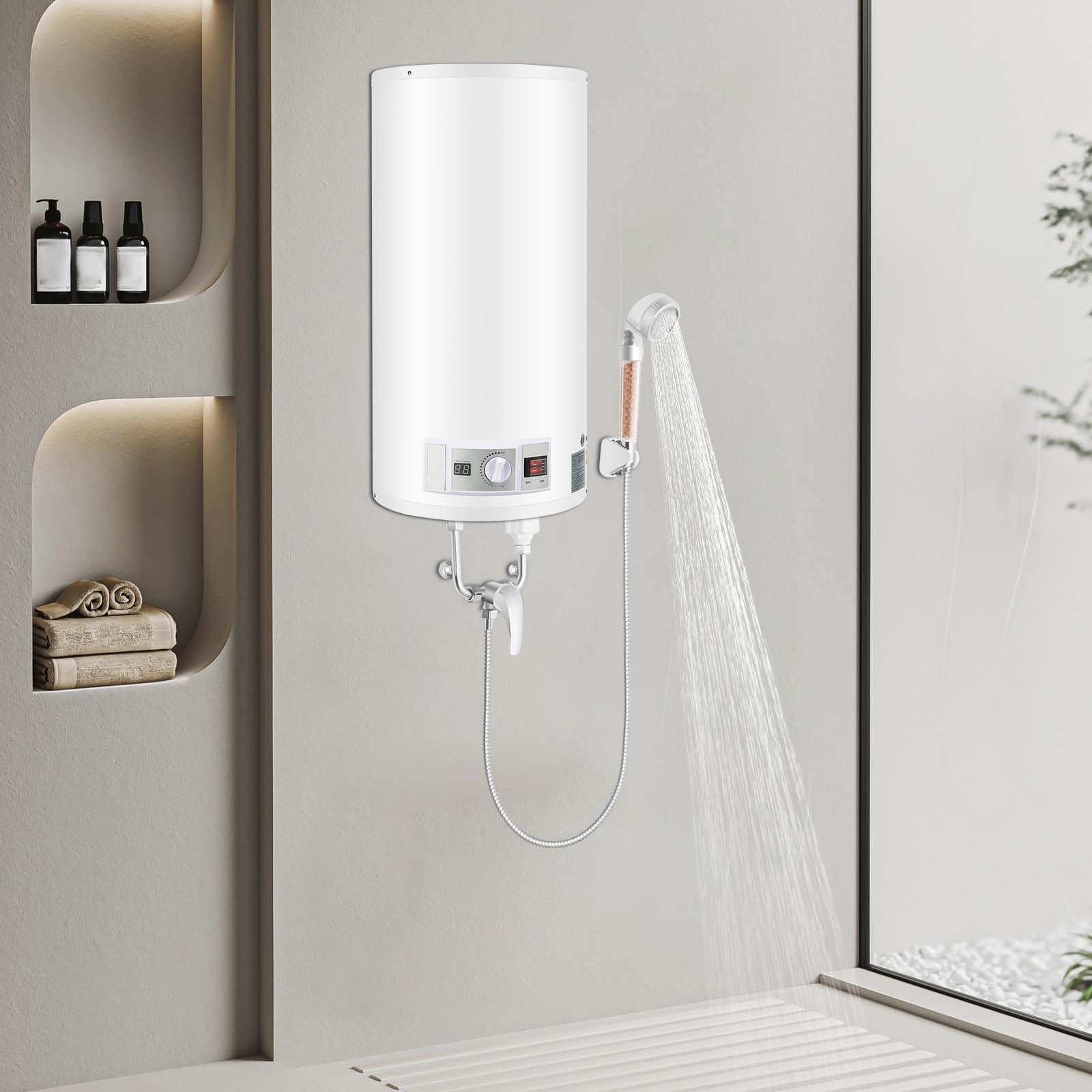 Scaldacqua da 50 l, 2000 W, scaldabagno elettrico con display digitale e doccetta, gamma di regolazione della temperatura 25-75 ℃ (riscaldamento dell'acqua elettrico)
