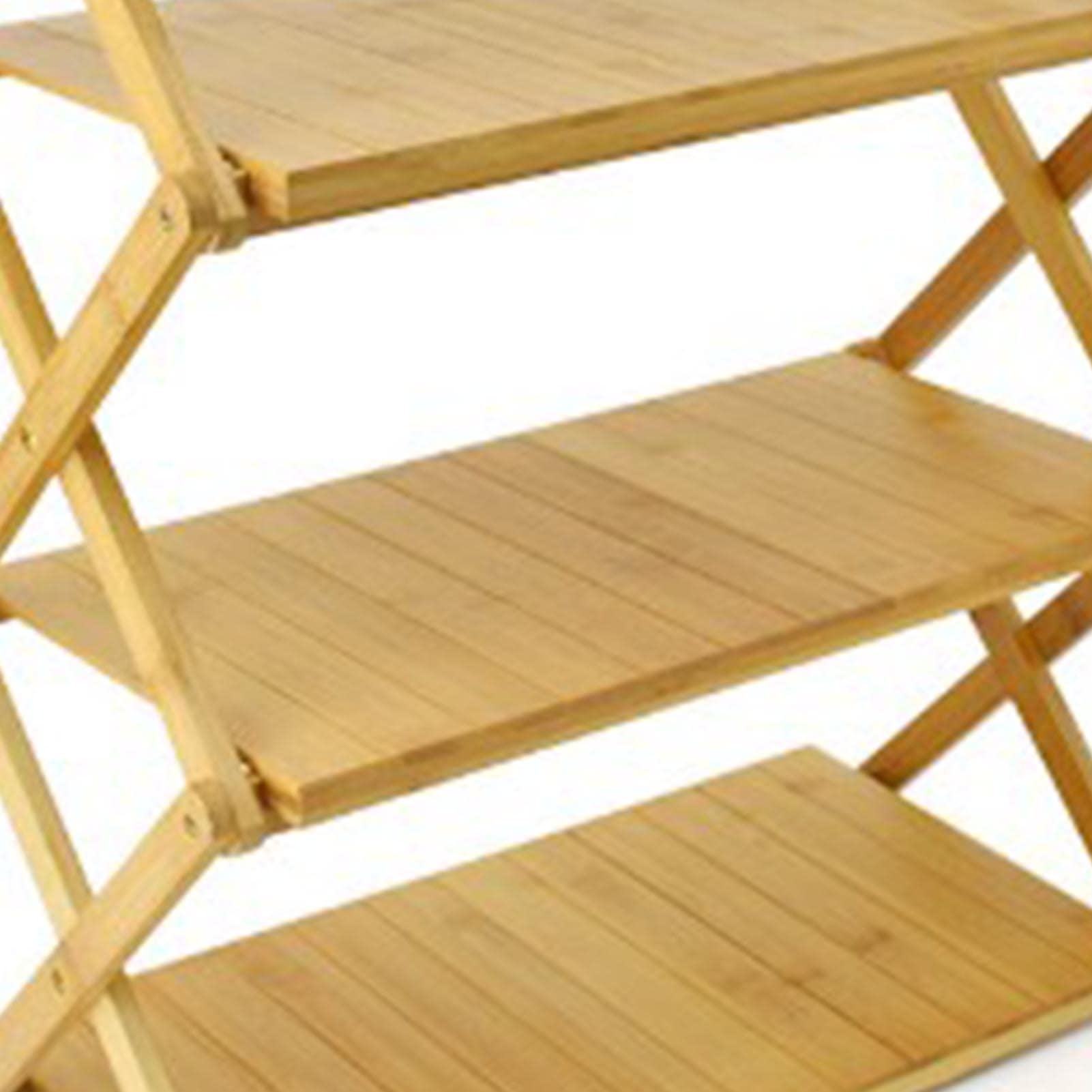 Scaffale pieghevole in legno da campeggio, ecologico, facile da trasportare, salvaspazio, 4 strati, potente portante